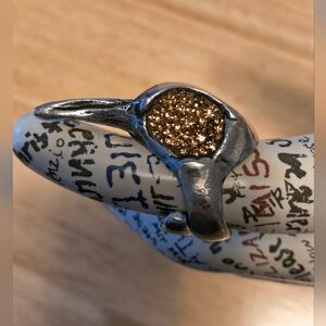 Martha Rotten Custom Pewter Bird Skull Ring With Topaz Eyes
